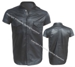 REAL LEATHER Mens Black Shirt - Gay BLUF - All Sizes! - Click Image to Close